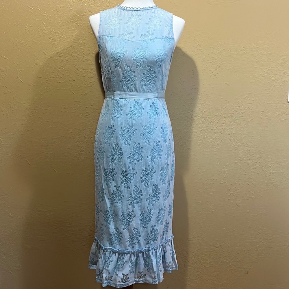 Francesca’s Baby Blue Floral Eyelet Dress
